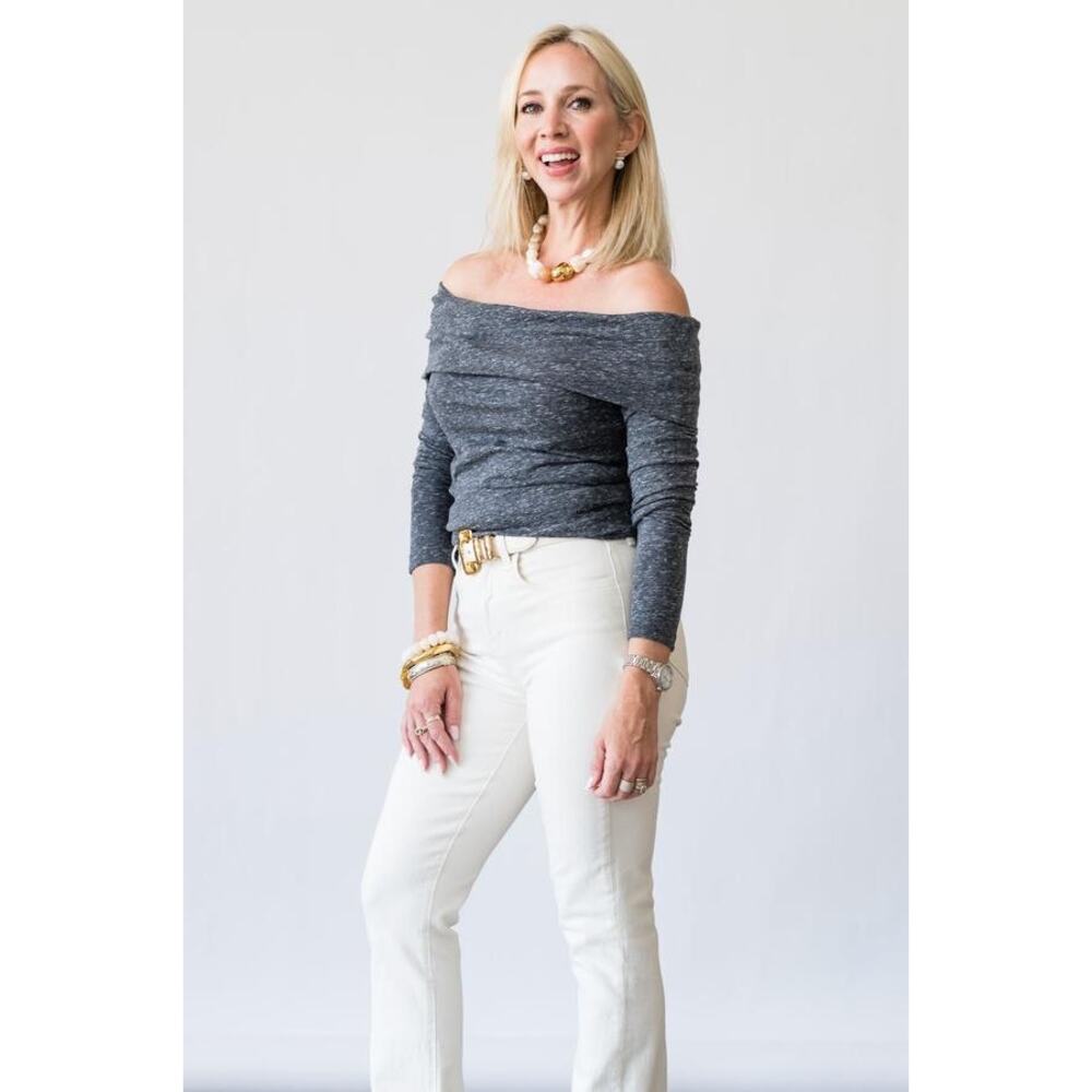 CLOSED	Asymmetric Long Sleeve Top in Dark Grey Melange M NWT Minimalist Coastal